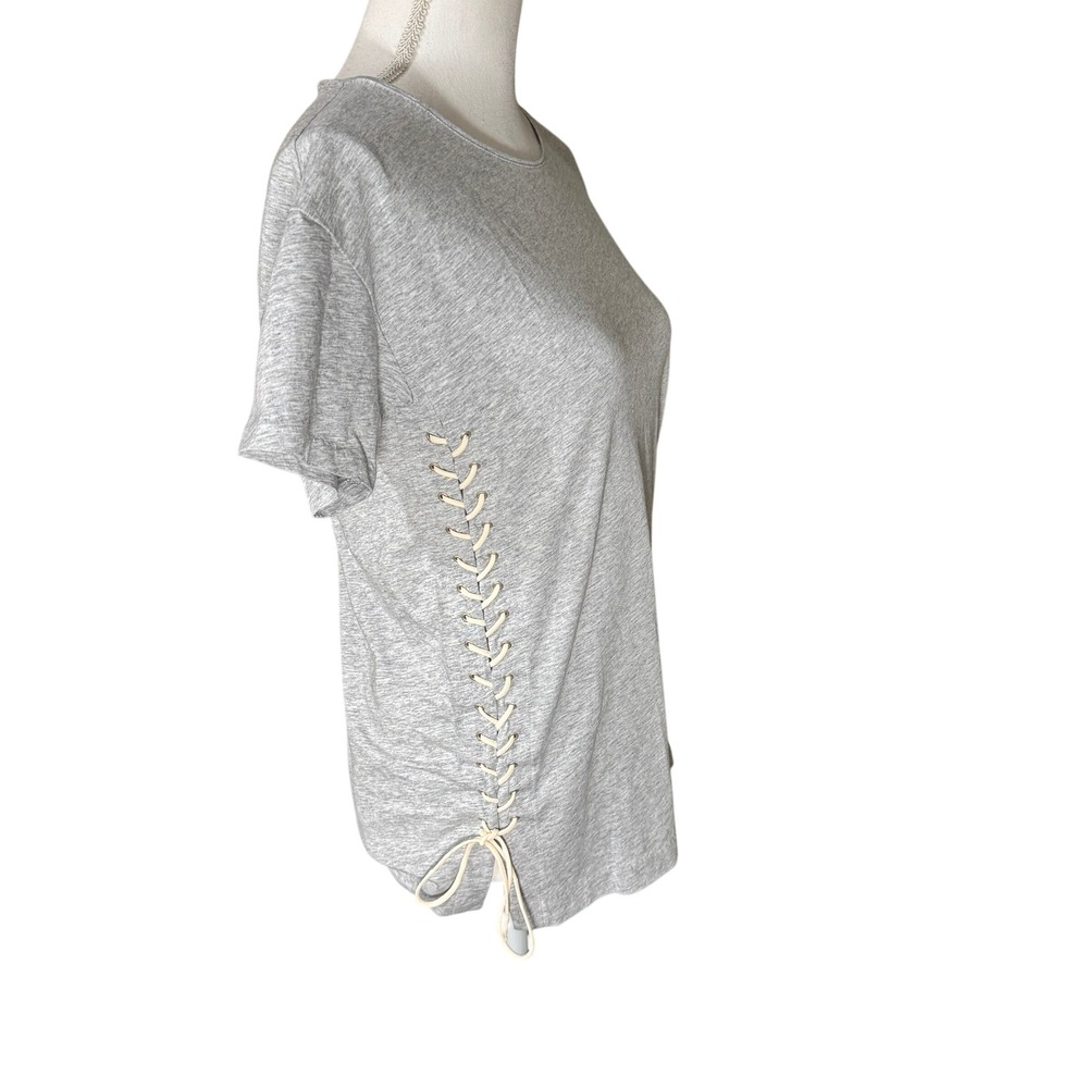 J. Crew Women's Heather Gray Lace Up Side Tie Cotton T-Shirt Size S Short Sleeve - Picture 9 of 11